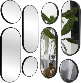 4 db-os Noir tükör szett fekete kerek fali ovális loft keret Tükör glam