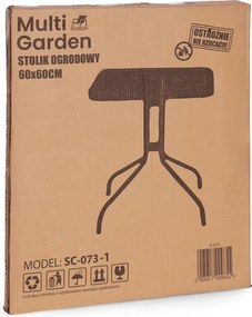 Kerti asztal, MultiGarden SC-073-1, fekete, 60 x 60 cm, magasság: 71 cm, edzett üveglap, porszórt acél váz, teherbírás: 60 kg