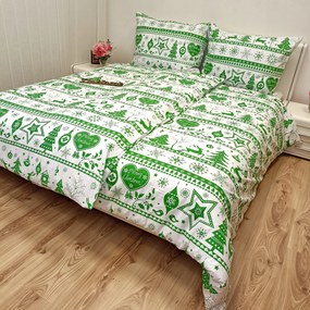 Pamut lepedők Karácsonyi zöld Christmas lepedők TiaHome - 1x Párna 90x70cm, 1x Paplan 140x200cm