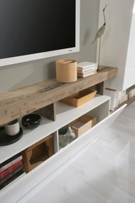 Hamburg TV állvány fehér, pero tölgy 277 cm