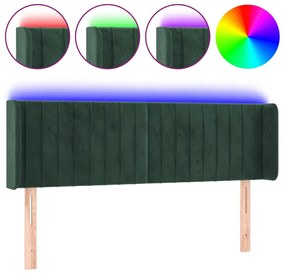 sötétzöld bársony LED-es fejtámla 147 x 16 x 78/88 cm