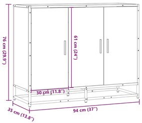 fekete szerelt fa tálalószekrény 94x35x76 cm