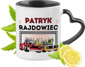 Fekete bögre szív alakú füllel Patrik számára Ideális Ajándék