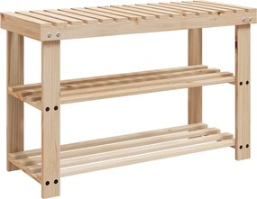 vidaXL tömör fenyőfa 2 az 1-ben cipőpolc ülőfelülettel