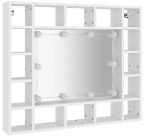 fehér tükrös szekrény LED-ekkel 91 x 15 x 76,5 cm