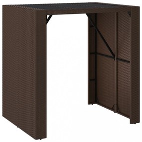 barna polyrattan kerti asztal üveglappal 105 x 80 x 110 cm
