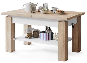 Bővíthető dohányzó/étkezőasztal polccal ADONIS sonoma tölgy/fehér