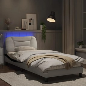 fehér és fekete műbőr ágykeret LED-világítással 80 x 200 cm
