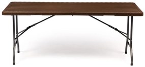 Összecsukható barna műanyag kerti asztal