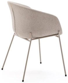 Bézs kárpitozott karfás étkezőfotel Yvette – Kave Home