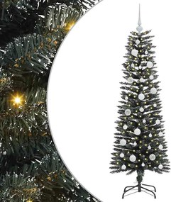 vidaXL Mű karácsonyfa 150 LED-del Zöld 120 cm PVC és Műanyag és Acél
