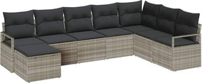 vidaXL Kanapé Szett párnával tárolóval 8 pcs Világosszürke polirattan