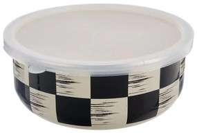 Orion Smaltovaná miska s UH víčkem Šachovnice Lem, pr. 17 cm
