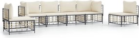 vidaXL 6 részes antracitszürke polyrattan kerti ülőgarnitúra párnákkal