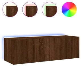 barna tölgy színű fali TV-szekrény LED-ekkel 100 x 35 x 31 cm