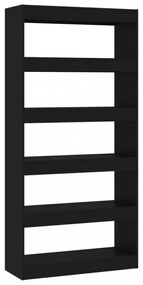fekete szerelt fa térelválasztó könyvszekrény 80x30x166 cm