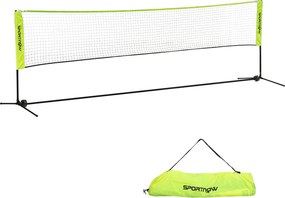SPORTNOW Összecsukható Röplabda Háló Szett, 103/120/155 cm Magasságban Állítható Tollaslabda Háló Táskával Beltérre és Kültérre, Fém Poliészter Sárga