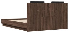barna tölgy színű ágykeret fejtámlával és LED-ekkel 135x190 cm