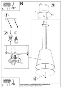 Fekete függőlámpa üveg búrával ø 50 cm Tresco - Sollux