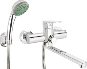 Deante Tubo, falra szerelhető kádcsaptelep 339mm-es meghosszabbított karral és kézizuhany készlettel, króm, DEA-BUT_057M