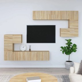 Sonoma-tölgyszínű falra szerelhető szerelt fa TV-szekrény