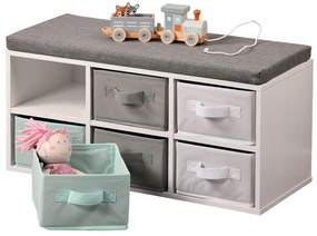 Kesper 17729 Pad 6 dobozzal, fehér/szürke/menta,38 x 68 x 29,5 cm