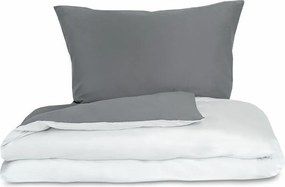 Luxury Collection szatén ágynemű, fehér/sötétszürke, 140 x 220 cm, 70 x 90 cm