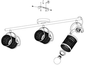 Eglo 43495 - Spotlámpa RUSCOMB 3xE27/10W/230V