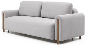 Világosszürke kordbársony kinyitható-tárolóhelyes kanapé 244 cm Arcadova – ELTAP