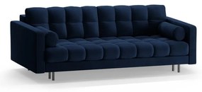 Sötétkék bársony kinyitható tárolóhelyes kanapé 222 cm Bali – Cosmopolitan Design