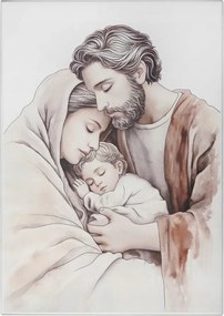 Vászonkép Szent Család 12 x 17 cm Fára festett Esküvő Évforduló Gravírozás