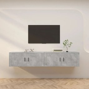 2 db betonszürke fali TV-szekrény 100 x 34,5 x 40 cm