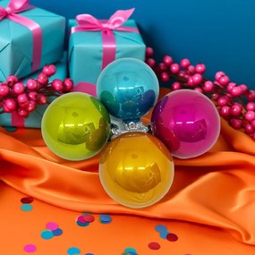 Happy Colours üveg karácsonyi gömb szett 12*6cm