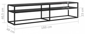 fekete edzett üveg TV-szekrény 180 x 40 x 40,5 cm