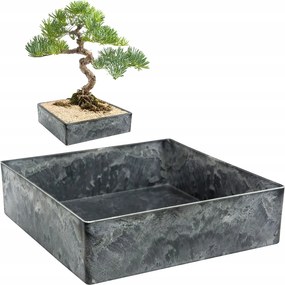 Bonsai Virágtartó Fedél 25x25cm Négyzet Alakú Alacsony Csempe Öko Műanyag