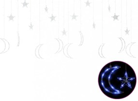 csillag és hold fényfüzér 345 kék LED-del és távirányítóval