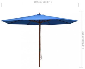 kék kültéri napernyő farúddal 350 cm