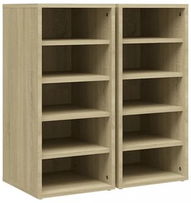 2 db sonoma tölgy színű szerelt fa cipősszekrény 31,5x35x70 cm