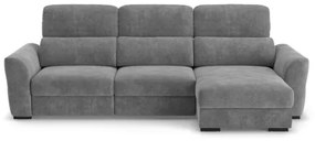 Univerzális ággyá nyitható háromszemélyes sarokkanapé tárolóval TRENTO szürke