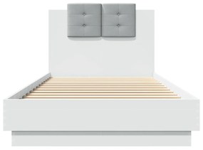 fehér ágykeret fejtámlával és LED-világítással 100 x 200 cm