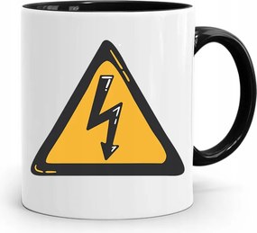 Fekete Bögre Villanyszerelőnek Nagyfeszültségű, fényképes nyomattal