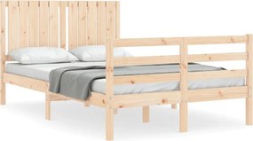 vidaXL tömör fa ágykeret fejtámlával Small Double