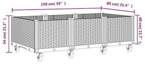 vidaXL barna polipropilén rácsos kerekes ültetőláda 150 x 80 x 54 cm