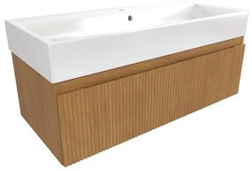 SAT Evolution Fürdőszobaszekrény mosdóval 98x30x44,5 cm méztölgy matt SATEVO100DMU2