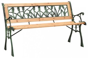 öntöttvas és tömör fenyőfa kerti pad 122 cm