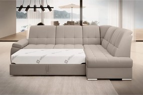 Bézs bársony kinyitható-tárolóhelyes sarokkanapé (jobb oldali-L alakú) Sado – ELTAP