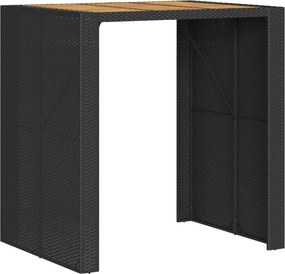 vidaXL fekete polyrattan kerti bárasztal akácfa lappal 105x80x110 cm