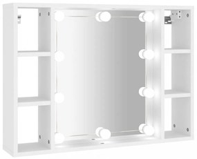 fehér tükrös szekrény LED-ekkel 76 x 15 x 55 cm