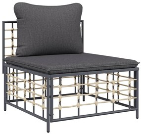 6 részes antracitszürke polyrattan kerti ülőgarnitúra párnákkal