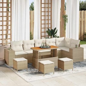 Kerti Kanapé Szett 10 pcs Beige és krém 110 x 55 x 71 cm